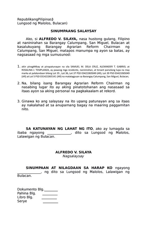 nilagdaan meaning in english
